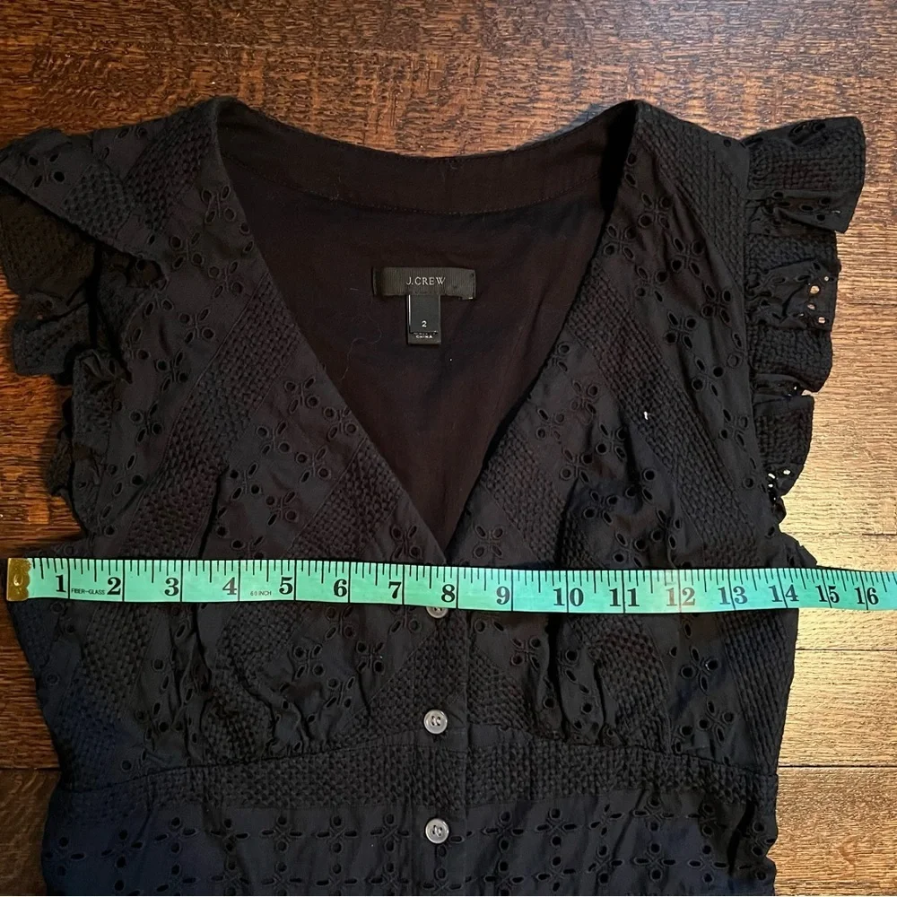 J Crew size 2 blue black eyelet midi dress - Picture 5 of 9